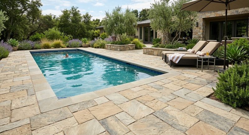 Poolside Hardscaping in Boston, MA